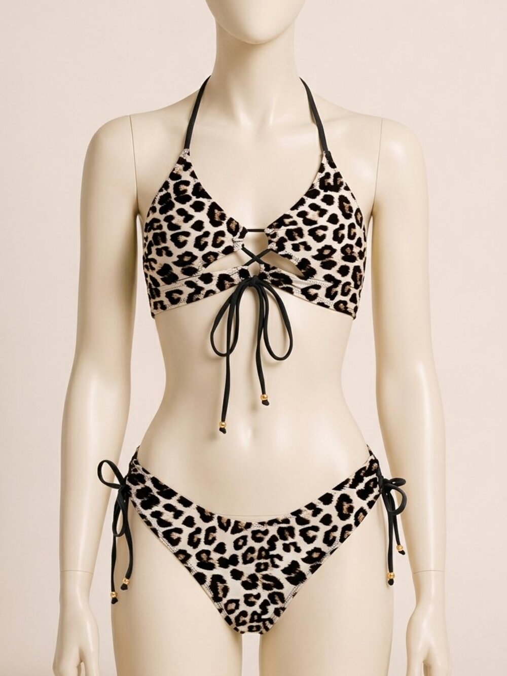 Blooming Jelly Leopard Cutout String Bikini Set Two Piece Swimsuit L